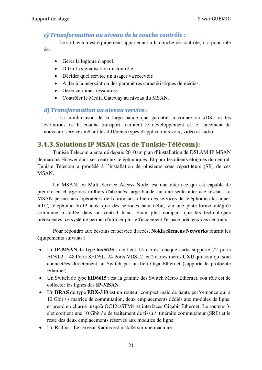 Rapport stage IPMSAN Tunisie télécom
