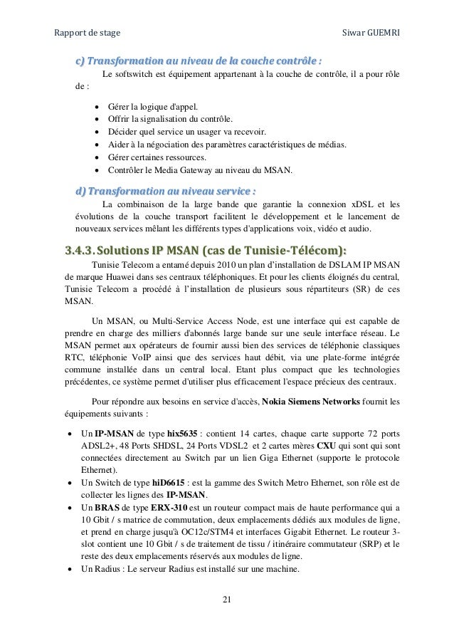 Rapport stage IPMSAN Tunisie télécom