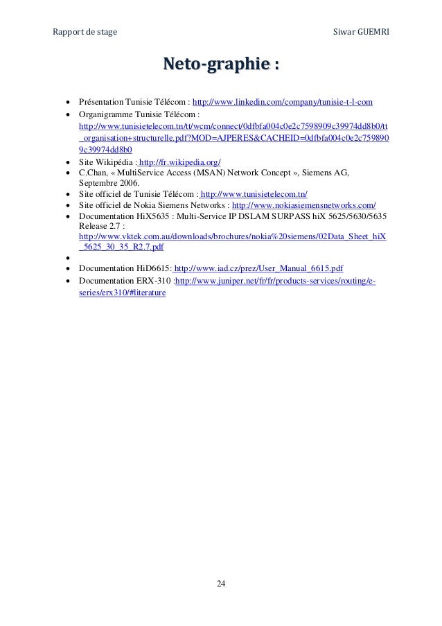 RAPPORT DE STAGE TUNISIE TELECOM PDF