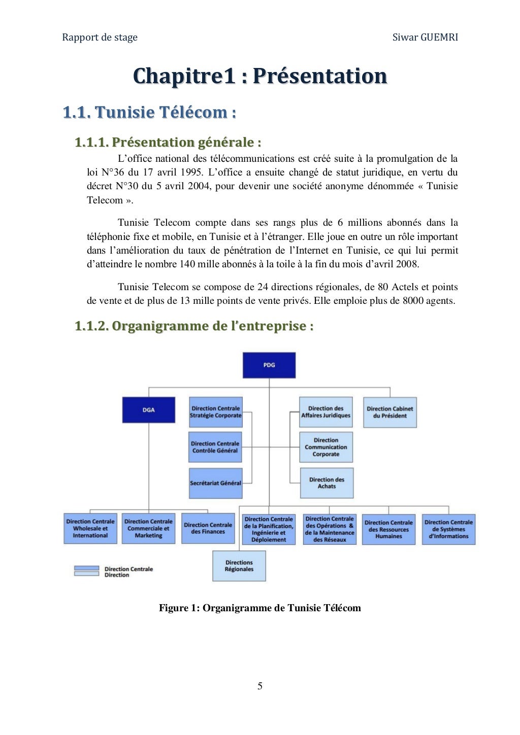 Rapport stage IPMSAN Tunisie télécom