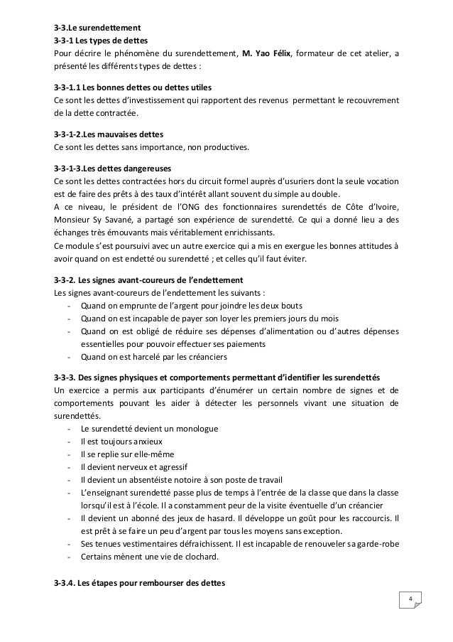 Rapport final de l'atelier de formation en éducation financière de la…
