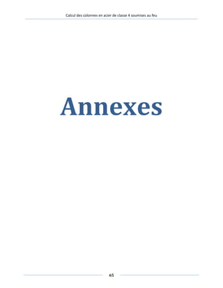 Calcul des colonnes en acier de classe 4 soumises au feu
Annexes
65
 
