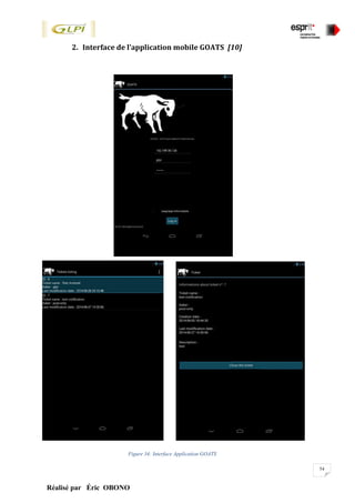 54
Réalisé par Éric OBONO
2. Interface de l’application mobile GOATS [10]
Figure 34: Interface Application GOATS
 