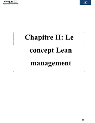 30
Chapitre II: Le
concept Lean
management
 