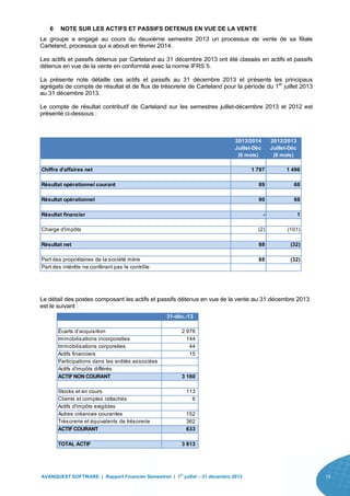 Rapport financier semestriel 2013-2014