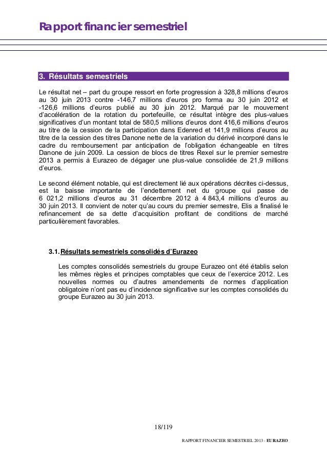 Rapport financier semestriel 2013