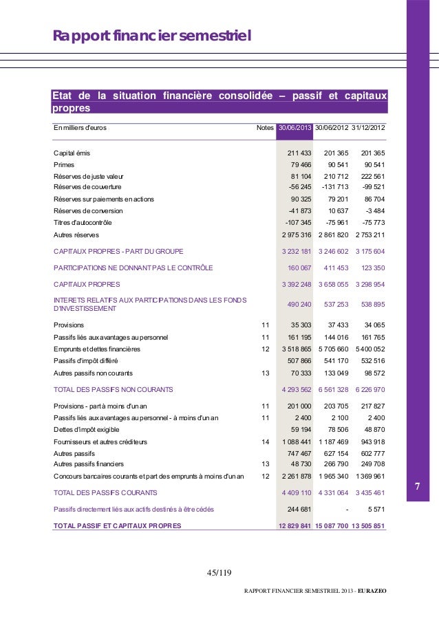 Rapport financier semestriel 2013