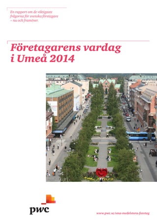 www.pwc.se/sma-medelstora-foretag 
Företagarens vardag 
i Umeå 2014 
En rapport om de viktigaste frågorna för svenska företagare – nu och framöver.  