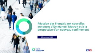Réaction des Français aux nouvelles
annonces d’Emmanuel Macron et à la
perspective d’un nouveau confinement
28 octobre 2020
 