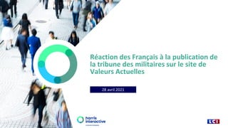 Réaction des Français à la publication de
la tribune des militaires sur le site de
Valeurs Actuelles
28 avril 2021
 