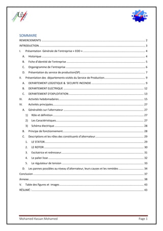 Rapport De Stage Centrale De Production D Electricite