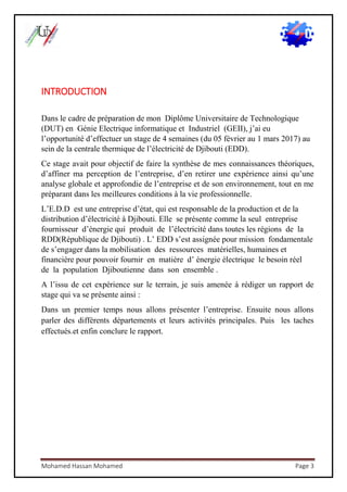 Rapport De Stage Centrale De Production D Electricite