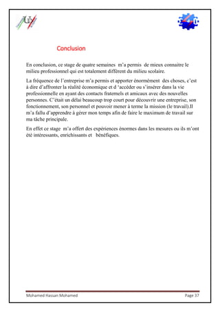 Rapport De Stage Centrale De Production D Electricite