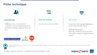 @Ipsos – Fondation Jean Jaurès / CFDT – La société idéale de demain aux yeux des Français – Avril 2023
8 700 personnes, co...