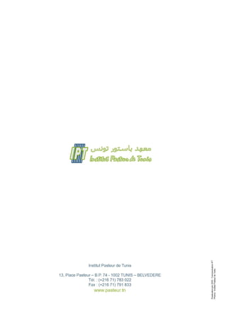 Rapport de l'Institut Pasteur de Tunis 2019