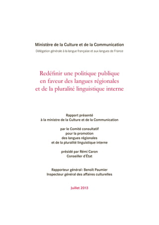 Rapport Langues de France - comité consultatif
