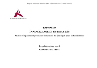 Rapporto Innovazione Sistema 2008