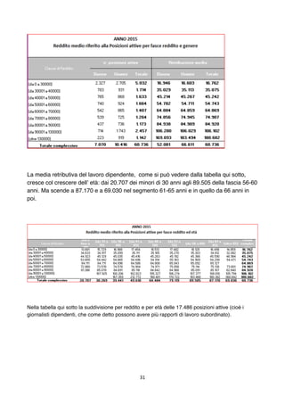 31	
	
La media retributiva del lavoro dipendente, come si può vedere dalla tabella qui sotto,
cresce col crescere dell’ et...