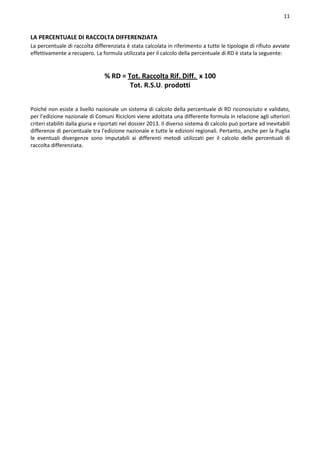 Rapporto comuni ricicloni Puglia 2013