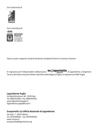 Rapporto comuni ricicloni Puglia 2013