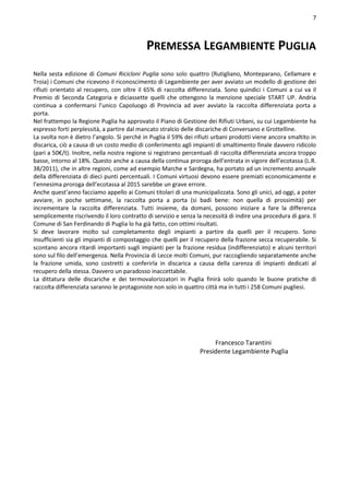 Rapporto comuni ricicloni Puglia 2013