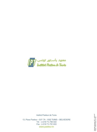 Rapport 2020 Institut Pasteur de Tunis