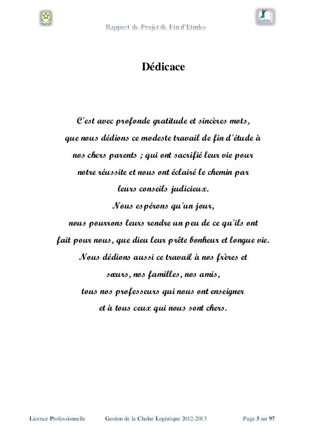 Exemple De Remerciement De Mémoire De Fin D étude  Le Meilleur Exemple