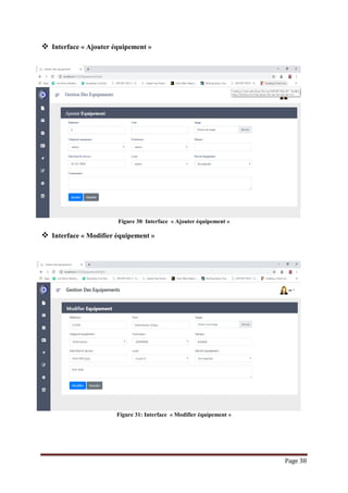 Page 38
 Interface « Ajouter équipement »
Figure 30: Interface « Ajouter équipement »
 Interface « Modifier équipement »
Figure 31: Interface « Modifier équipement »
 