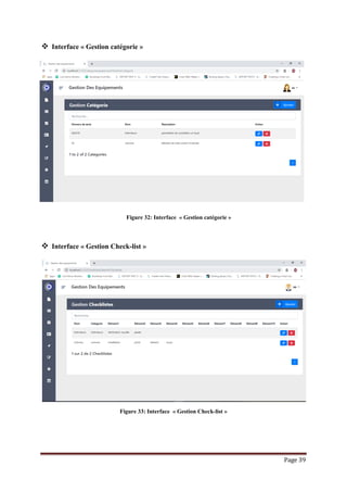 Page 39
 Interface « Gestion catégorie »
Figure 32: Interface « Gestion catégorie »
 Interface « Gestion Check-list »
Figure 33: Interface « Gestion Check-list »
 