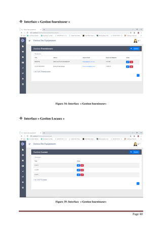 Page 40
 Interface « Gestion fournisseur »
Figure 34: Interface « Gestion fournisseur»
 Interface « Gestion Locaux »
Figure 35: Interface « Gestion fournisseur»
 