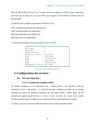 | Chapitre 3 : Mise en service de la solution MSAN 
46 
Figure 26: La configuration du service internet 
5.2. Service IPTV...