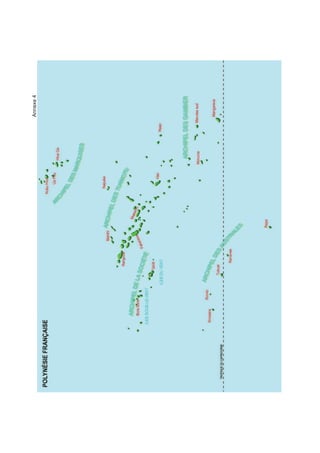 ANNEXES 
Annexe 1 : Liste des services administratifs au 31 décembre 2011. 
Annexe 2 : Liste des établissements publics au 31 décembre 2011. 
Annexe 3 : Représentation schématique de la classe 9, comptes par destination, au 31 décembre 2011 
Annexe 4 : Carte de la Polynésie française. 
 