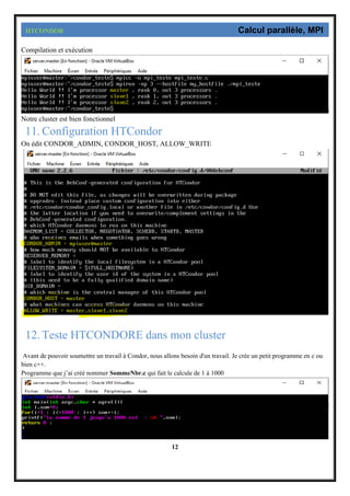 Creation de cluster (Master et deux slave ) nfs, htcondor, mpi | PDF