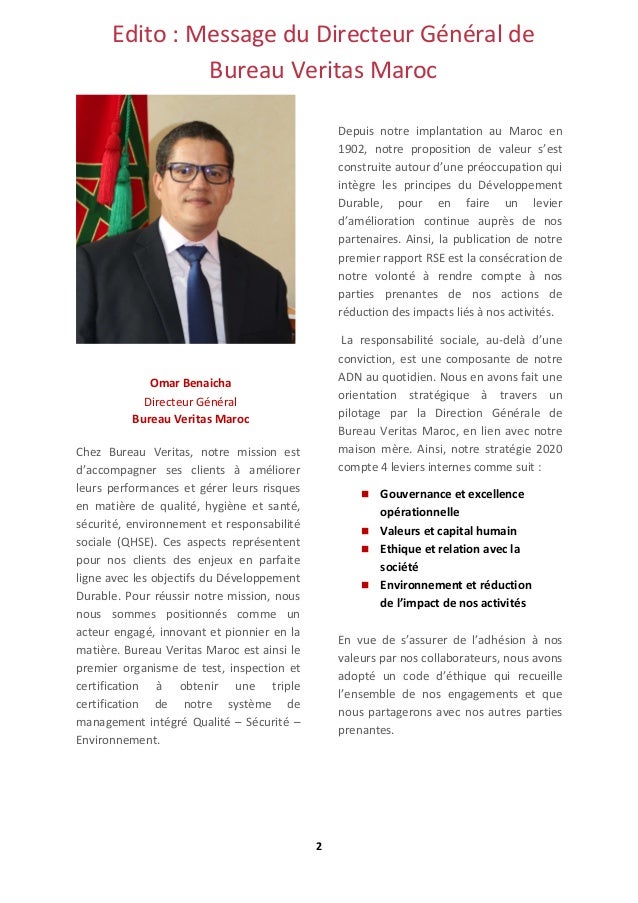 Rapport Rse De Bureau Veritas Maroc 2015 2016