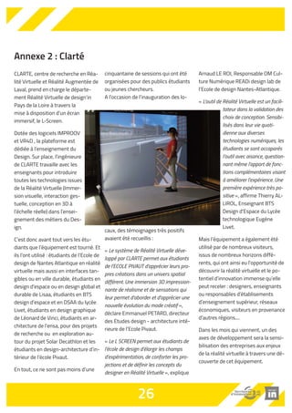 2014, 200 adhérents et 30 abonnés 
plus 54 visites et sollicitations exté-rieures, 
du local à l'international. 
L'objet d'une grande partie des visites 
est la mise en place d'un fablab sur un 
territoire, voire des modalités de coo-pération 
ou d'usages avec Plateforme 
C. 
Les partenaires sensibilisent les pu-blics 
au fonctionnement du lieu, et 
adaptent leur utilisation pour les in-clure 
dans les rythmes pédagogiques. 
Plateforme C est ainsi investi pour dé-velopper 
des activités, qui sont à 
l'image des partenaires, caractérisées 
par leur diversité et leur complémen-tarité. 
La répartition du temps d'utilisation 
de Plateforme C est par ailleurs forte-ment 
lié à la nature des activités dé-veloppées. 
Ainsi, nous constatons une 
forte demande de la part du grand pu-blic 
sur les open Ateliers, avec de 
nombreuses sollicitations pour des 
temps d'ouverture en soirée ou 
le week-end. En ce qui concerne les 
créneaux « Atelier Projet », les por-teurs 
de projets investissent Plate-forme 
C de manière plutôt individuelle 
et ponctuée tout au long de la se-maine, 
par des utilisations plus 
courtes que sur les open Ateliers. 
25 
 