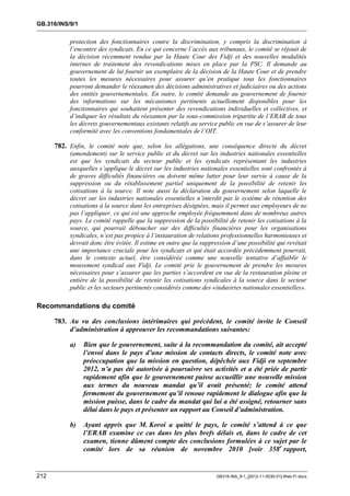 OIT : Rapports du Comité de la liberté Syndicale