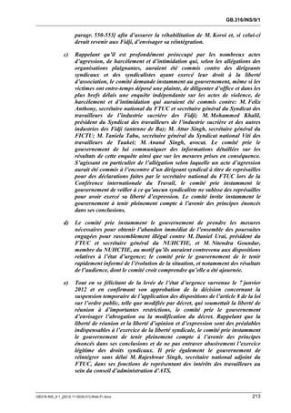OIT : Rapports du Comité de la liberté Syndicale