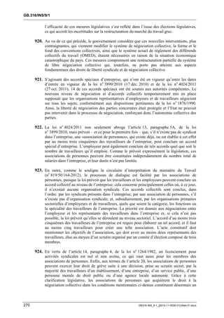 OIT : Rapports du Comité de la liberté Syndicale