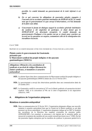 OIT : Rapports du Comité de la liberté Syndicale