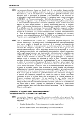 OIT : Rapports du Comité de la liberté Syndicale