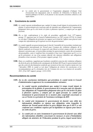 OIT : Rapports du Comité de la liberté Syndicale