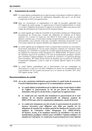 OIT : Rapports du Comité de la liberté Syndicale