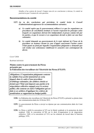OIT : Rapports du Comité de la liberté Syndicale