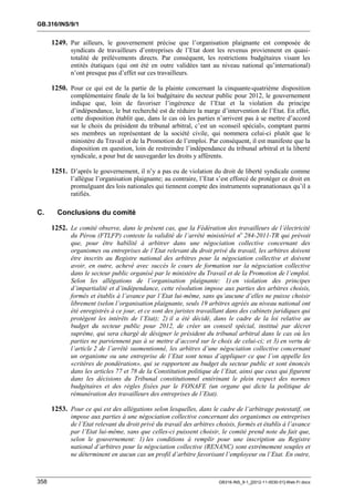 OIT : Rapports du Comité de la liberté Syndicale