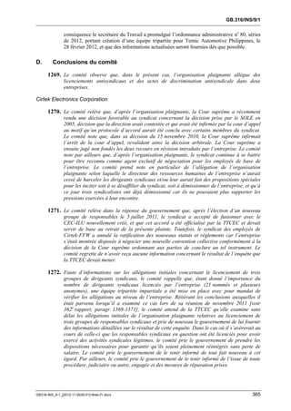 OIT : Rapports du Comité de la liberté Syndicale
