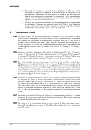 OIT : Rapports du Comité de la liberté Syndicale