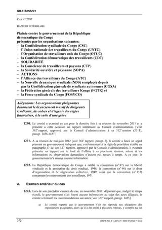 OIT : Rapports du Comité de la liberté Syndicale