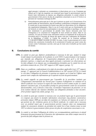 OIT : Rapports du Comité de la liberté Syndicale