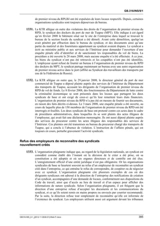 OIT : Rapports du Comité de la liberté Syndicale