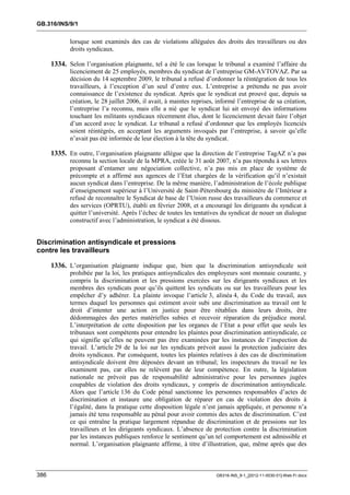 OIT : Rapports du Comité de la liberté Syndicale
